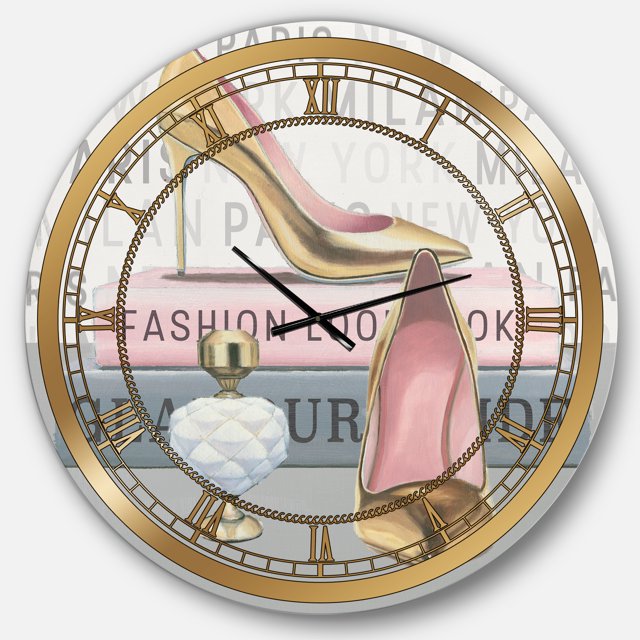 Designart 'Glam fashion High Heels III' Glam wall clock