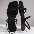 thumbnail image 5 of Hurxie Women's Strappy Sandals Square Toe Dressy Summer Cute Vacation Ankle Strap Slip on Sandal Shoes Black 42, 5 of 7
