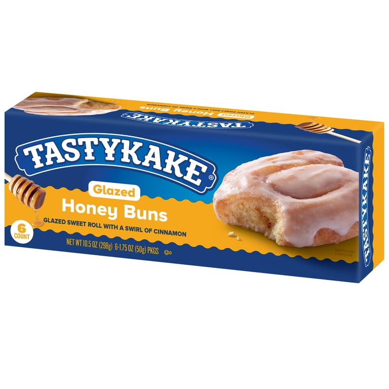 Tastykake Glazed Honey Buns 6 Count Individually Wrapped Pastries
