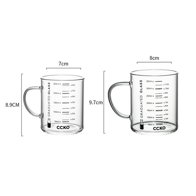 Bobasndm 250ml 500ml Glass Measuring Cup with Lid, Graduated Cup with  Handle, Borosilicate Glass with V-Shaped Spout, Microwave Safe Milk Cup for  Cooking Baking 