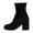 Black, variant on Black Ladies Suede Round Toe Boots Mid Heel Ankle Winter Casual Plus Size Solid Color
