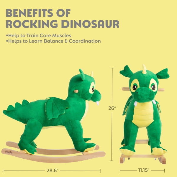Happy Trails Rocking Horse - Plush Dinosaur Animal Rocker for Ages 3 and Up