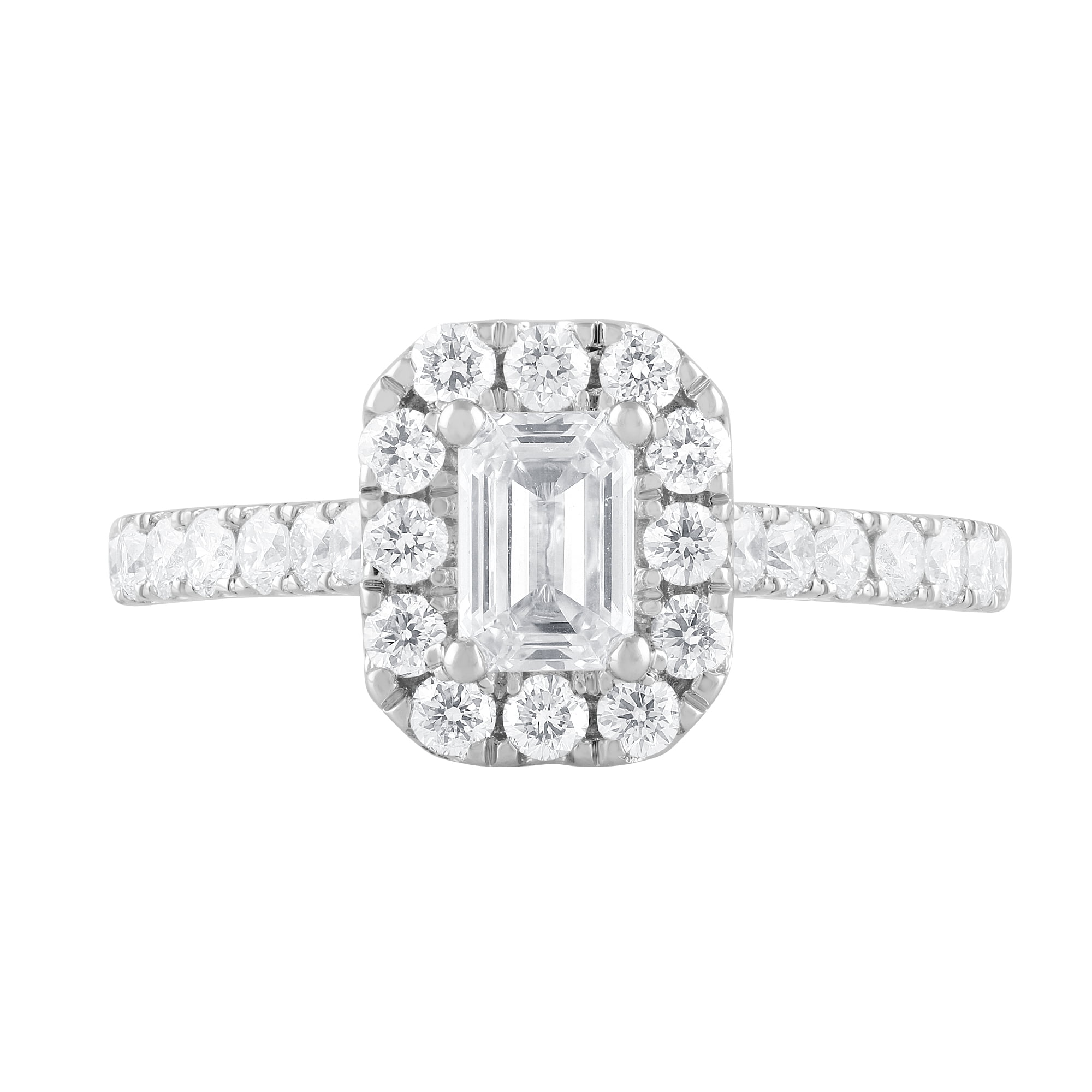 Unique Moments 1.50 ct Lab Grown Diamond Halo Emerald Engagement Ring in 14K White Gold
