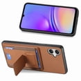 thumbnail image 2 of SaniMore for Samsung Galaxy A05 Case, PU Leather Carbon Fibre Anti-scratch Adjustable Stand Card Slots [RFID Blocking] Shockproof Anti-fall Anti-fingerprint Wallet Shell for Men Women, Brown, 2 of 10