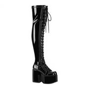 Womens Demonia Camel 300 Thigh High Platform Boot