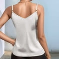 thumbnail image 4 of Htigea Basic Women's Silk Tank Top Ladies V-Neck Camisole Silky Loose Sleeveless Blouse Satin Tank Shirt White,XL, 4 of 6