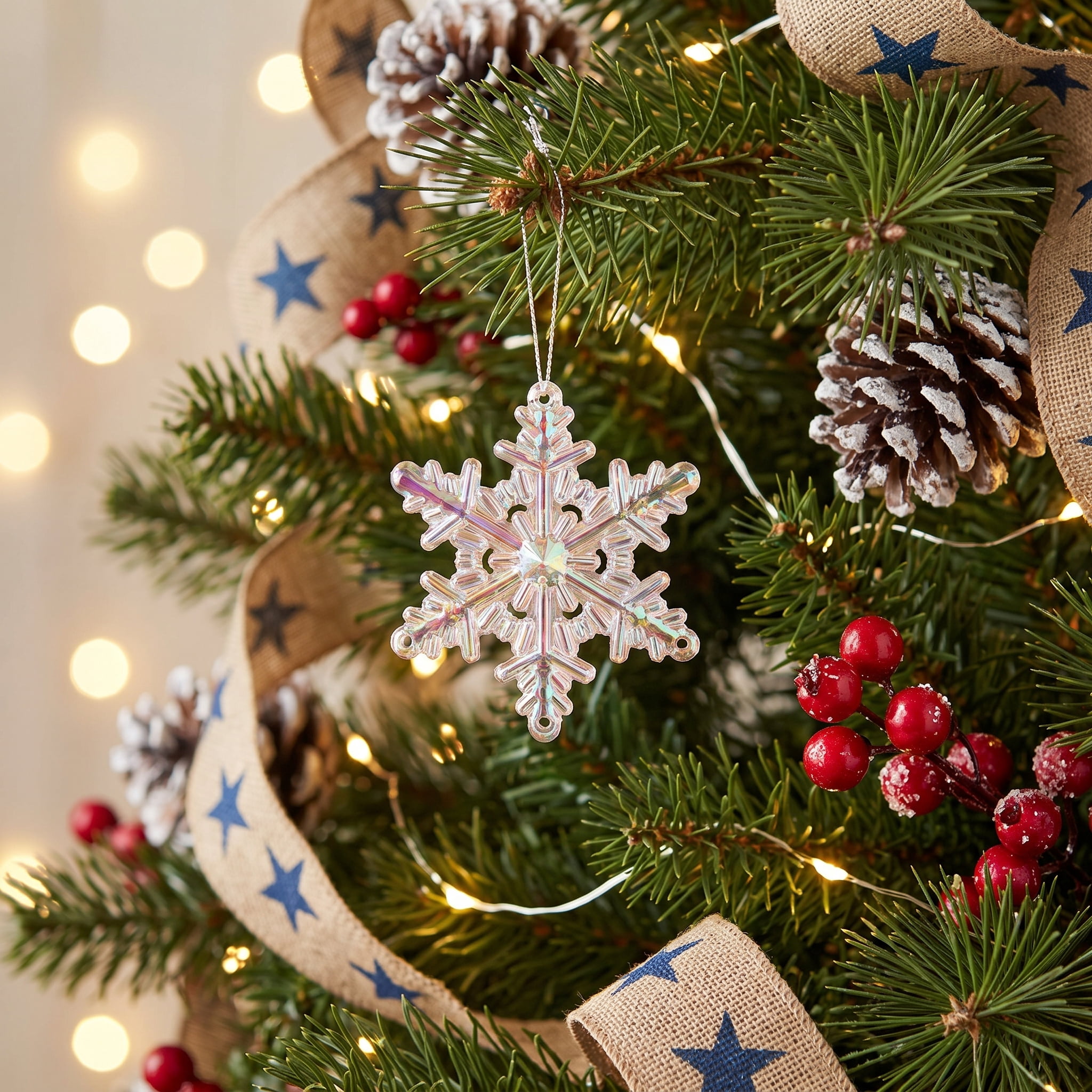 6-Count Iridescent Snowflake Mini Christmas Ornaments, 1.8", by Holiday Time