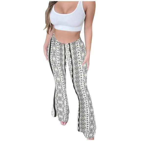 ALLLIST Boot Cut Women's Pants Lounge Pants Slim White Boho Knit Pants Ladie Pants