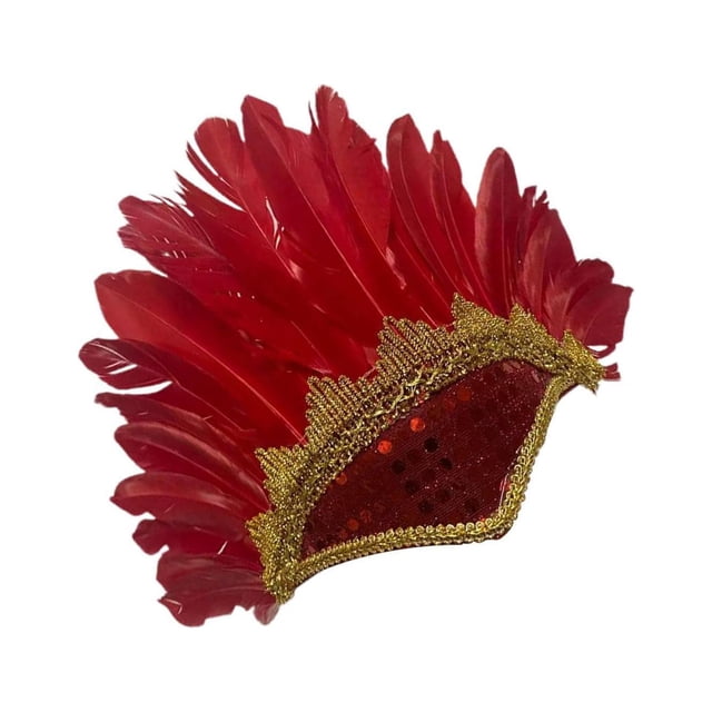Bewildely Large Feather Headdress Head Accessories Stage Fancy Dress Cosplay Kits de decoración para fiestas Rojo 50x23 cm