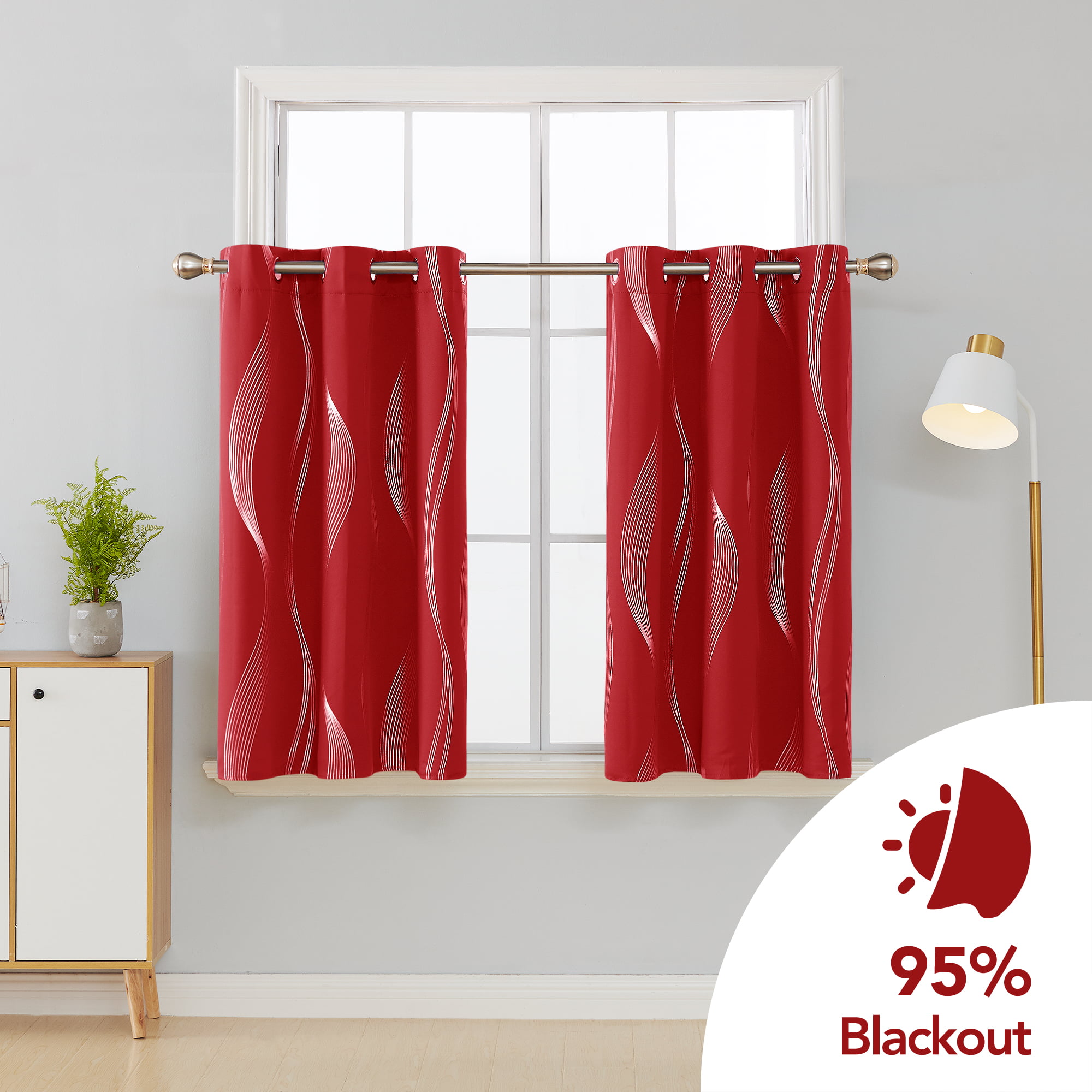 Deconovo Home Decorative Solid Curtains Blackout Curtains Thermal Insulated Eyelet Curtains for Girls Bedroom Red 42 x 54 Inch 2 Panels 