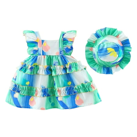 

Toddler Girls Dress Fly Sleeve Dot Printed Ruffles Princess Dress Dance Party Birthday Dresses Lovely Clothes Baby Sundress Streetwear