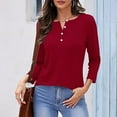 thumbnail image 2 of XuJwPNcy Womens Long Sleeve Tops Casual Solid Color Button up Shirts Workout V Neck Tunic Blouse Trendy Fall Shirts, 2 of 5