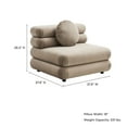 thumbnail image 3 of Modular Armless Chair, Tufted, Brown, Velvet, Living Room Lounge Cafe Lobby Hospitality Restaurant, Modern Contemporary, HB37183, 3 of 11