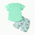 thumbnail image 3 of TOWED22 Toddler Baby Boy Clothes Summer Short Sleeve T Shirt and Shorts Cute Infant Baby Boy Outfits Clothing Set(Green,18-24 Months), 3 of 9