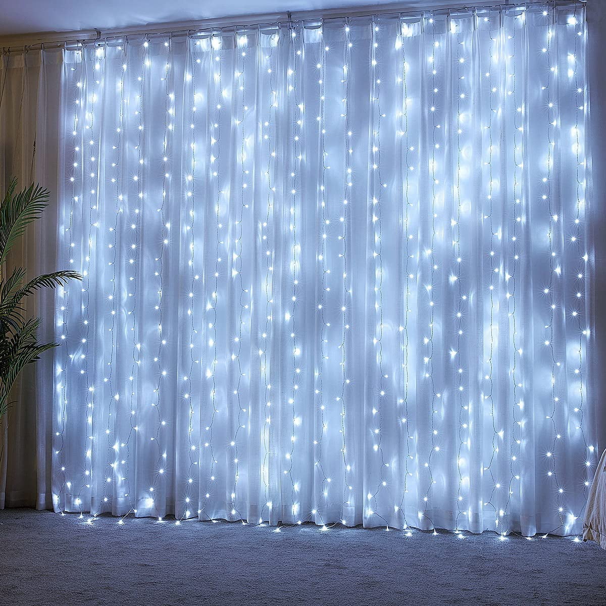 300 LED Window Curtain String Light Wedding Party Garden ,White Light
