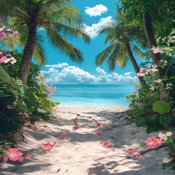 Allenjoy Tropical Island Ocean Beach Scene Backdrop