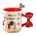 thumbnail image 2 of NWOKYZGH Christmas Mug Ceramic Merry Christmas Tree Mug with Spoon and Lid Festive Xmas Gift Cup for Hot Chocolate Coffee Eggnog, Microwave and Dishwasher Safe, 2 of 6