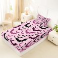 thumbnail image 4 of Feelyou Spooky Pink Bat Twin Sheets, Happy Halloween Animal Bedding, 3-Piece, 1 Flat Sheet, 1 Fitted Sheet and 1 Pillowcase, 4 of 5