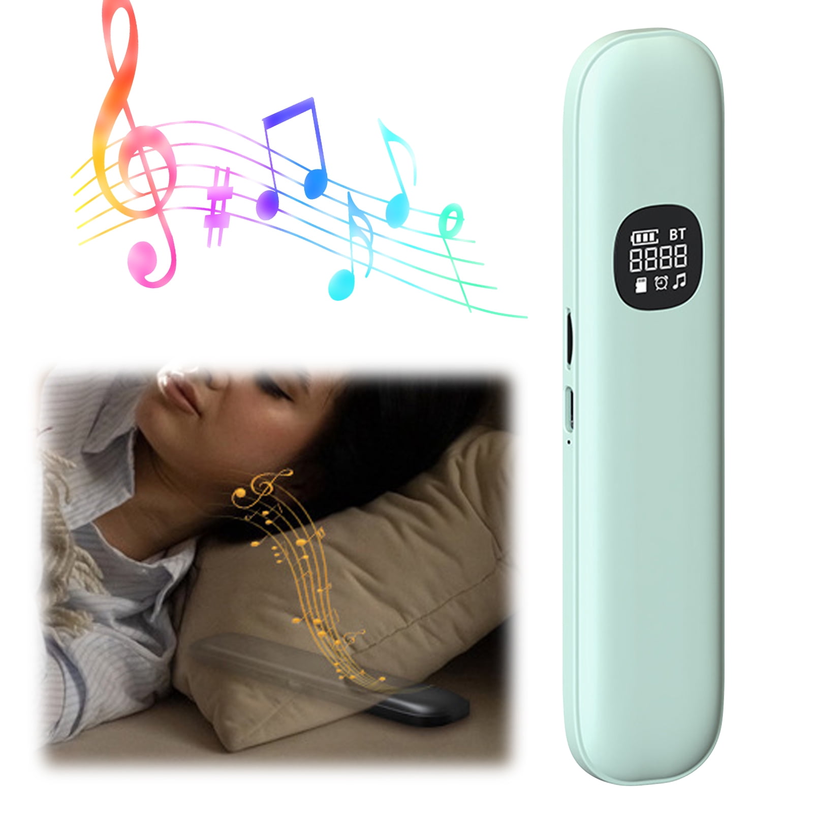 Sleep Speaker Under Pillow With 11 White Noises Timer & Tf Card Slot Wireless Bt Sleep Aid Bone Conduction Pillow Speaker For Side & Light Sleepers Bedside Listening (Green)