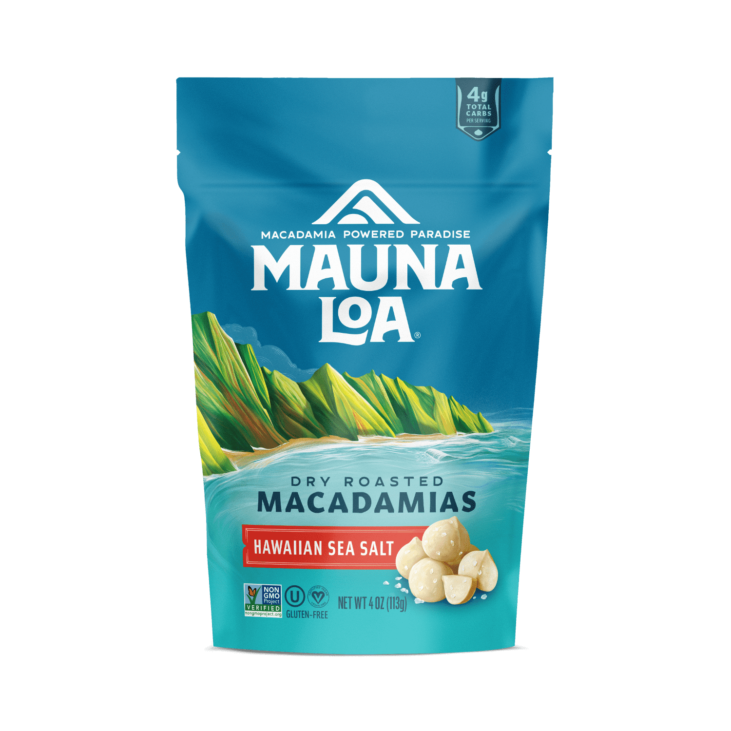 Mauna Loa Hawaiian Sea Salt Macadamias, Gluten-Free, Keto Friendly, 4 oz. Bag