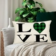 thumbnail image 2 of St Patrick‘s Day Love Clover Pillow Cover Green Black Buffalo Plaid Check Shamrocks Home Spring Holiday Farmhouse Decorative Throw Lumbar Pillow Covers 12x20 Inch Cushion Case, 2 of 6