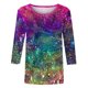 thumbnail image 4 of ICHUANYI Clearance Women's Fashion Printed T-shirt Mid-length 3/4 Sleeves Blouse Round Neck Casual Tops(Multicolor, L) ICHUANYI WER2023081206021, 4 of 5