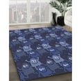 thumbnail image 3 of Ahgly Company Tapis d'Intérieur Ronds Transitionnels Bleus Lavables à la Machine, 7 Pieds Rond, 3 of 7