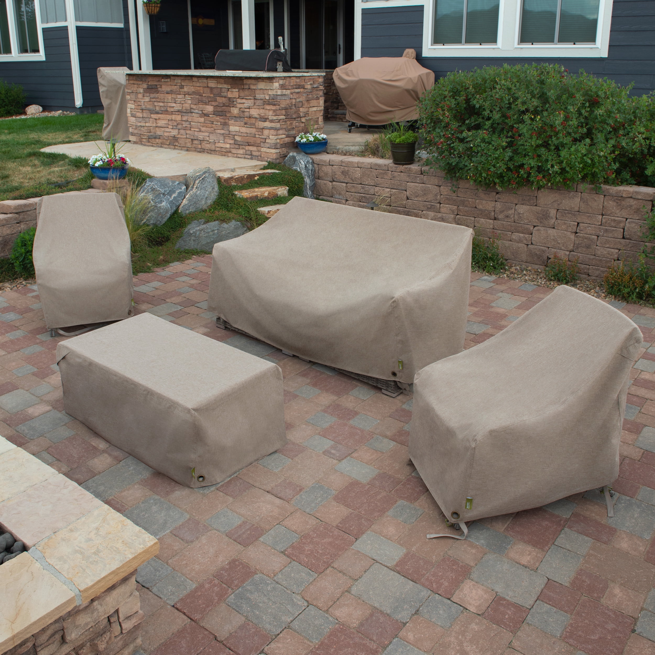 Modern Leisure Garrison Patio Lounge/Club Chair Cover, Waterproof, 35"L X 38"W X 31"H, Sandstone
