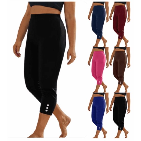 Kvture Women Capri Leggings High Waisted Yoga Pants Stretchy Tummy Control Cropped Pants Elastic Stretch Capris Bootcut Workout Pants Blue M