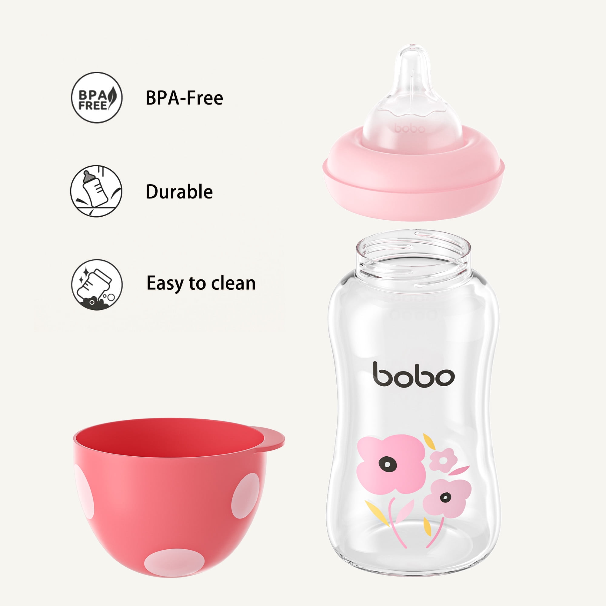 YOHKOH New Born Baby Glass Feeder Bottles,6oz Baby Bottle Glass Multicolour,2pk