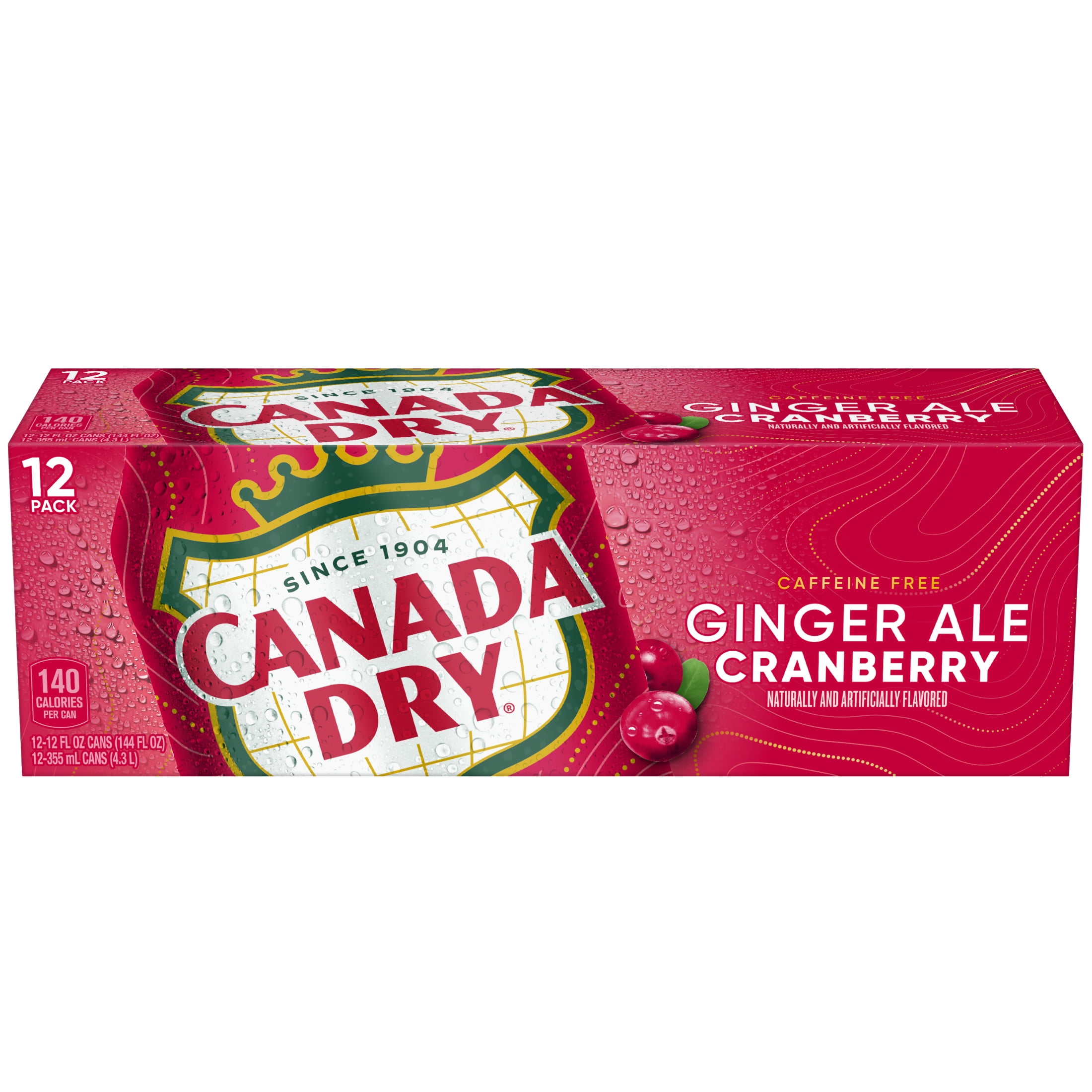 Canada Dry Caffeine Free Cranberry Ginger Ale Soda Pop, 12 fl oz, 12 pack Cans