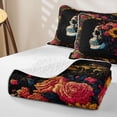 thumbnail image 4 of Homewish Grunge Skull Quilt Full,Sunflowers Floral Full Bedspread Sets,Halloween Duvet,3pcs, 4 of 7