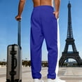thumbnail image 6 of LWavelet Men's Color Block Wide Leg Joggers - Drawstring Waist Stylish Design Casual Daily Pants Blue 2XL, 6 of 9