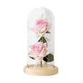 thumbnail image 3 of AMLESO Creative Flower Arrangement Crafts with Light Flowers Glass Cover Decoration for Pink, 3 of 8