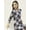 White & Black, variant on DressBerry Women's Printed Cotton Mini Shirt Dress Long Sleeves High Rise Buttoned Front V Neck Frilled Bottom Western Style Short Dress