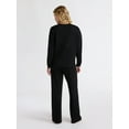thumbnail image 3 of Joyspun Women's Fleece Long Sleeve Top and Straight Leg Pants Lounge Set, 2-Piece, Sizes XS-3X, 3 of 5