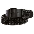 thumbnail image 3 of Three Row of Punk Rock Star Metal Black Studded Leather Belt, 3 of 5