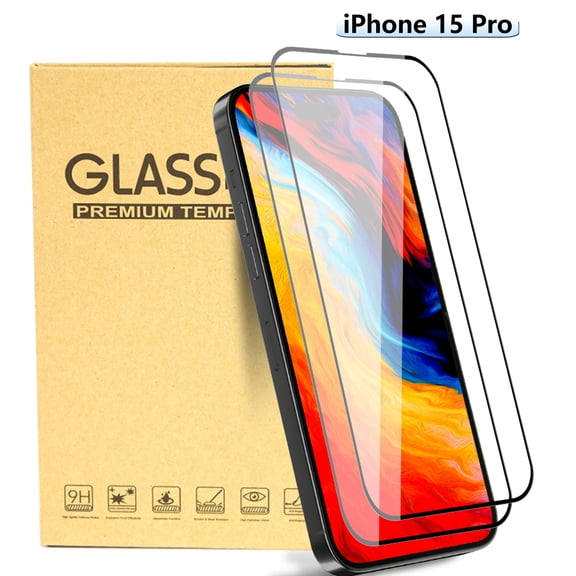 Hotpom Screen Protector for iPhone 15 Pro - Clear, Case-Friendly Tempered Glass, 2 Pack