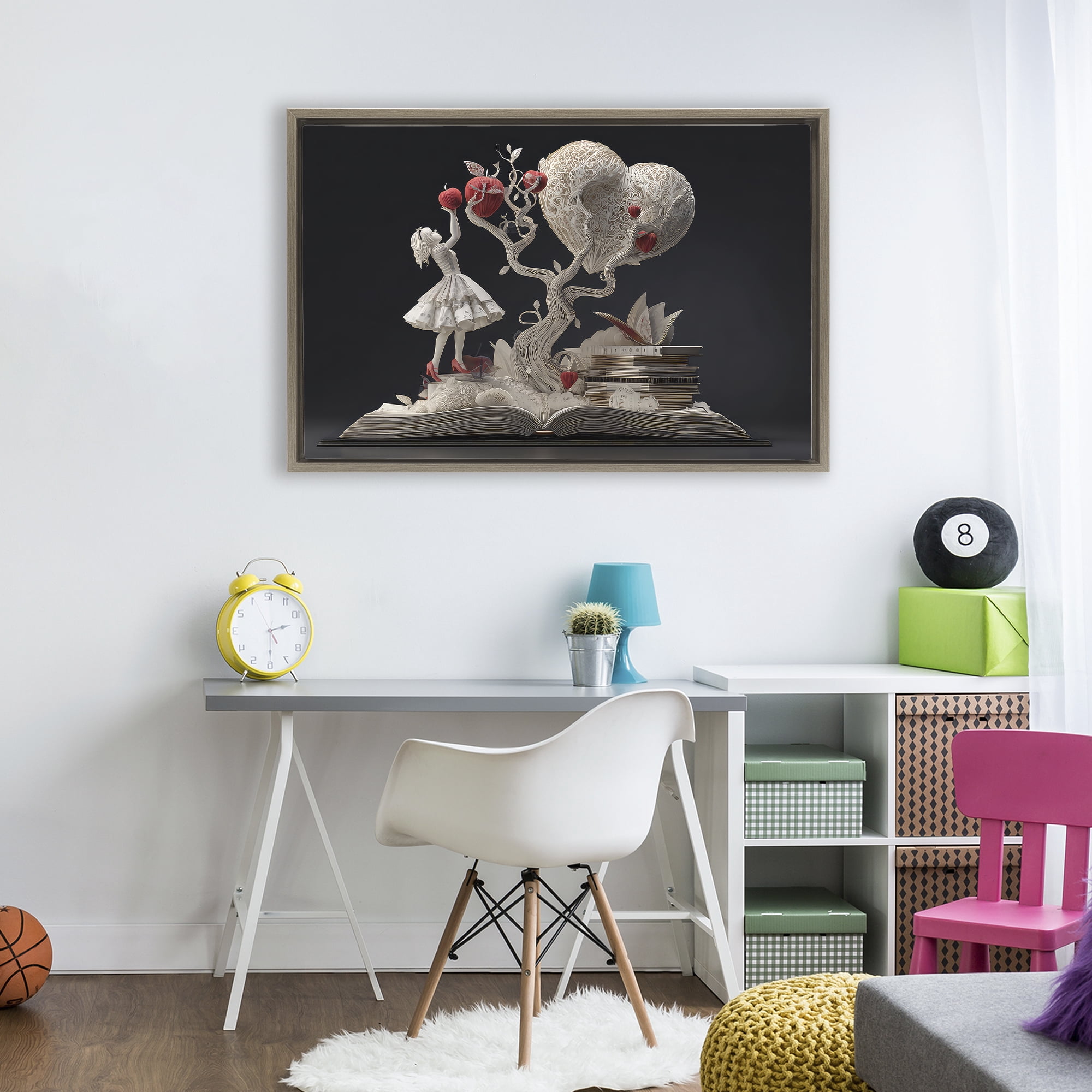 Stupell Industries Paper Sculpture Style Fairytale Brown Framed Floater Canvas Wall Art, design by The Wands Want