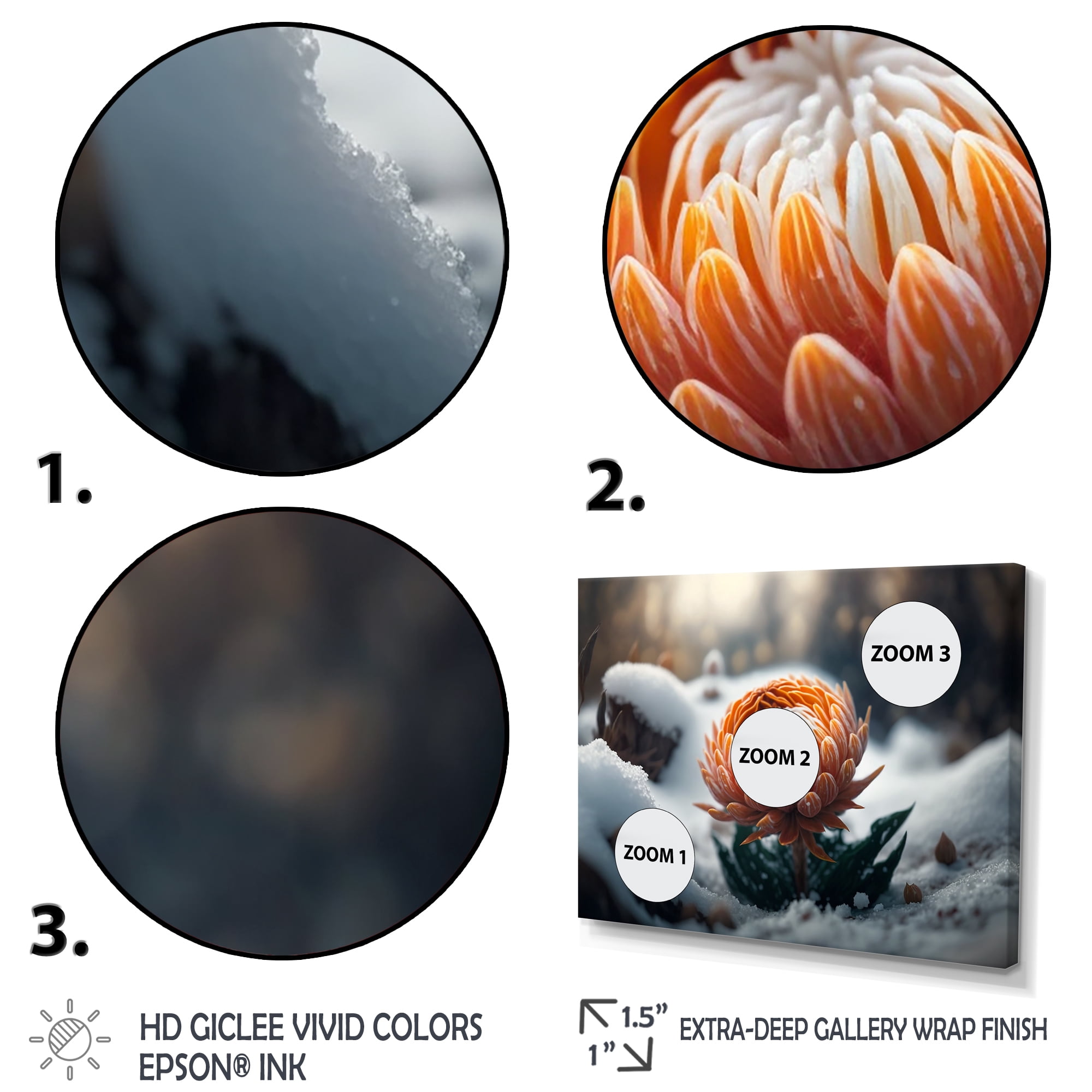 Designart A Blooming Orange Dahlia Flower In Winter II Canvas Wall Art