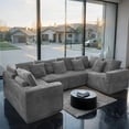 thumbnail image 5 of 135.5" Modular Sectional Sofa, Gray U-Shaped Sofa 6-Seater Bonouch with Reversible Chaise, Corduroy Fabric Couch for Living Room & Bedroomeless Cloud C, 5 of 8