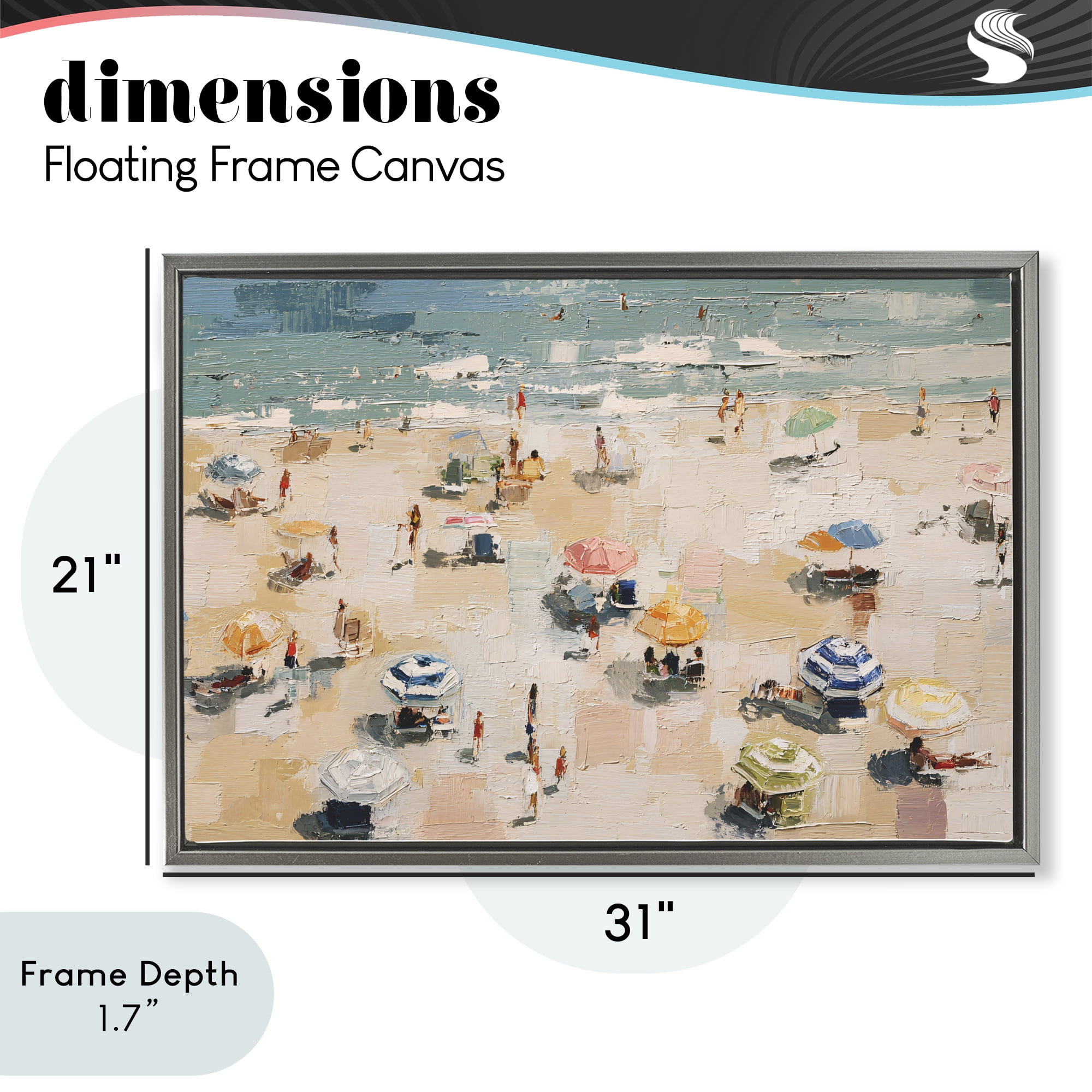 Stupell Industries Summer Beachgoers Expression Gray Framed Floater Canvas Wall Art, design by Jacky Ngan