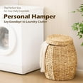 thumbnail image 5 of Casa Pura Furniture Handles Water Hyacinth Storage Basket with Lid, Off-White Handwoven, 5 of 7