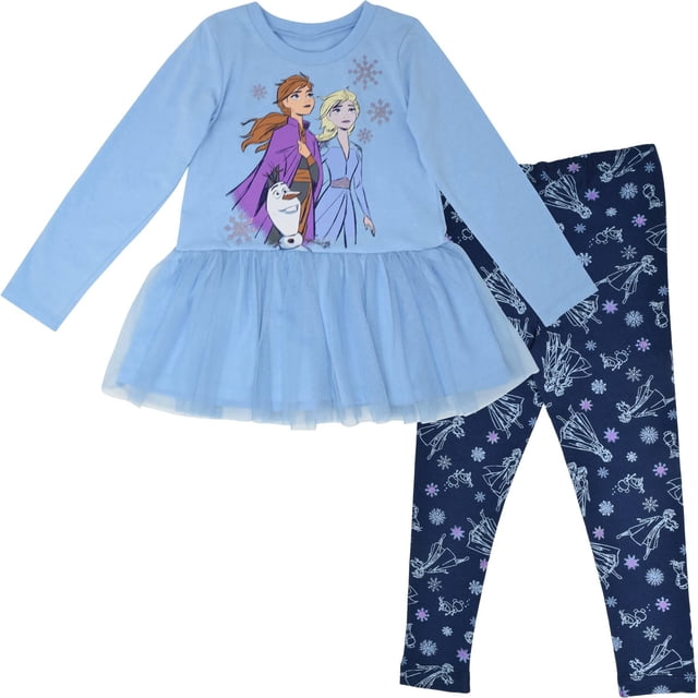 Conjunto de ropa Disney Frozen Elsa Anna, camiseta y leggings 3T