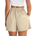 thumbnail image 3 of KDDYLITQ Womens Shorts Wide Leg Elastic High Waist Pants Pleated Zipper Button Trouser Shorts Casual 2026 Joggers with Pockets Khaki S, 3 of 5