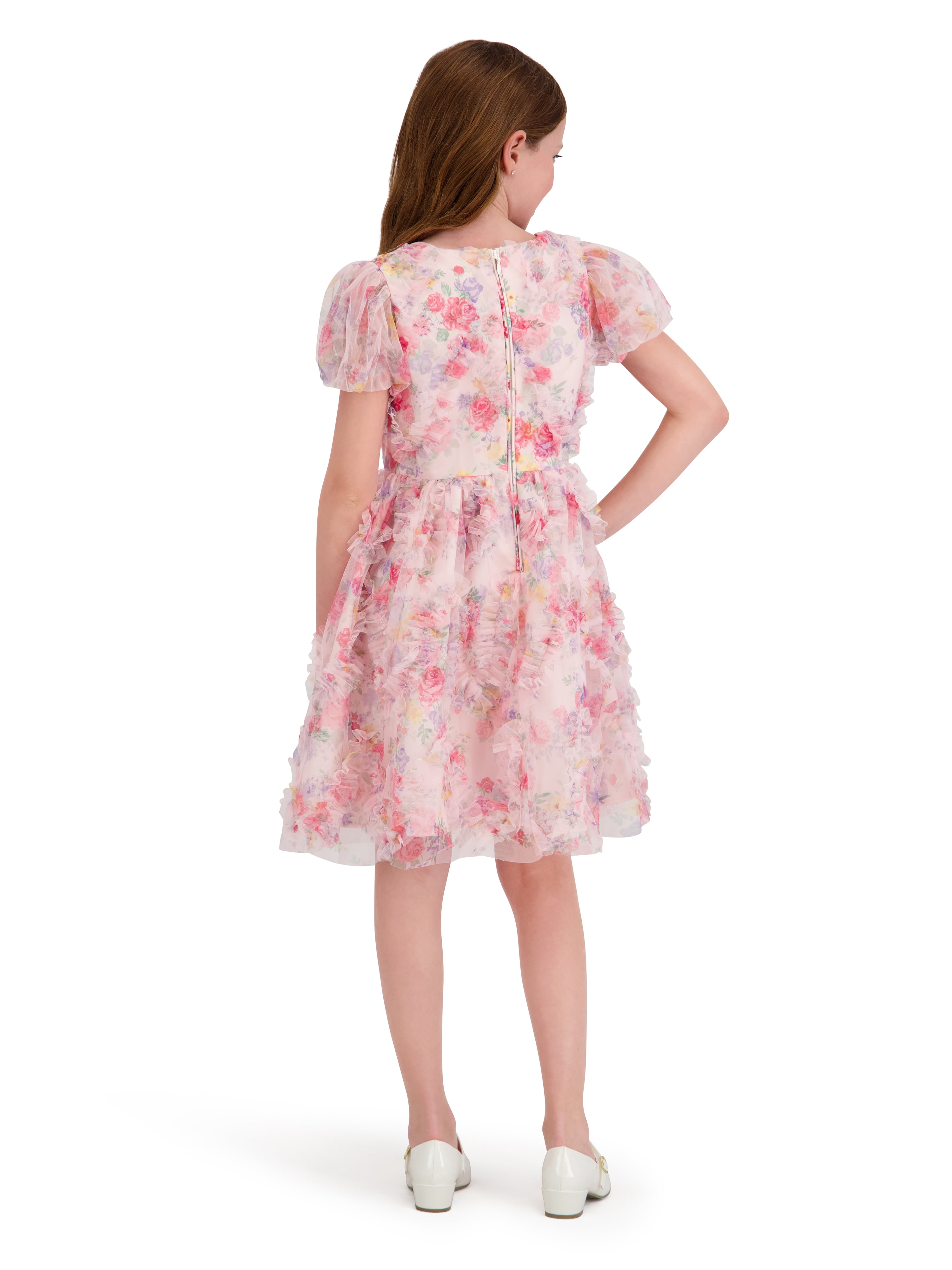 Kensie Girl Short Sleeve Allover Printed Ruffle Dress, Sizes 4-16