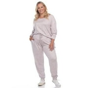 PS3628-03-1X Womens Plus Size Lounge Set, Purple - 1X - 2 Piece