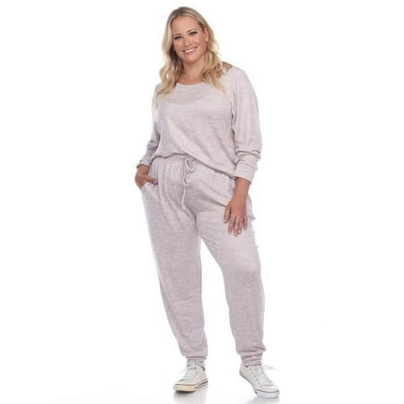 PS3628-03-1X Womens Plus Size Lounge Set, Purple - 1X - 2 Piece