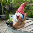 thumbnail image 2 of Estatua de gnomo de jardín bebiendo café sin rostro de resina de 7.1 pulgadas, 2 of 9