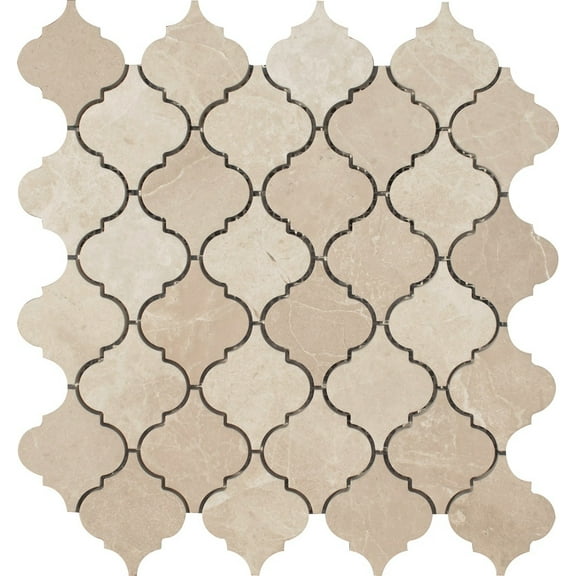 Arabesque Botticino Polished Marble Waterjet Mosaic Tile